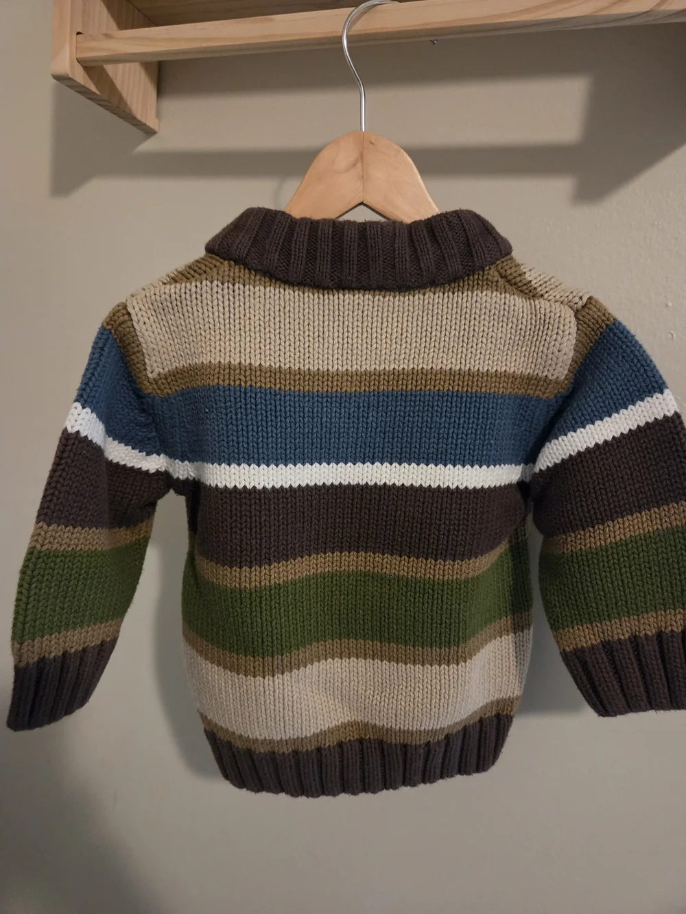 Gymboree Boy 12-18M Striped Zip-Neck Sweater in Blue, Green, Brown, Cream